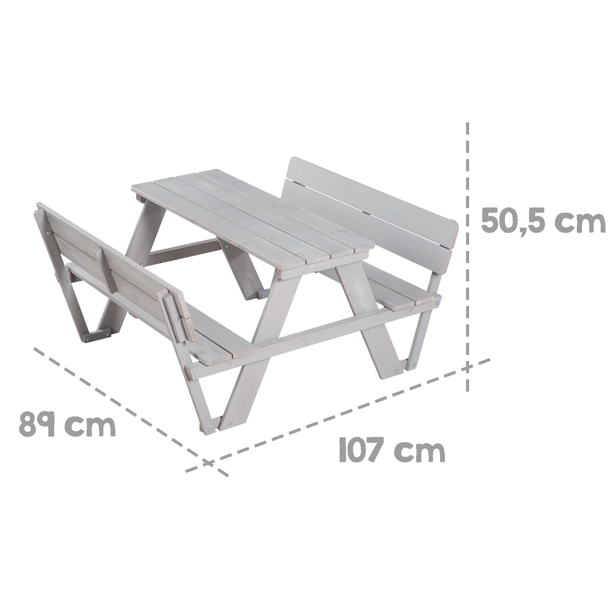 Kindersitzgruppe 'Outdoor+', mit Rückenlehnen 'Picknick for 4', wetterfest aus Massivholz, grau - Image 5