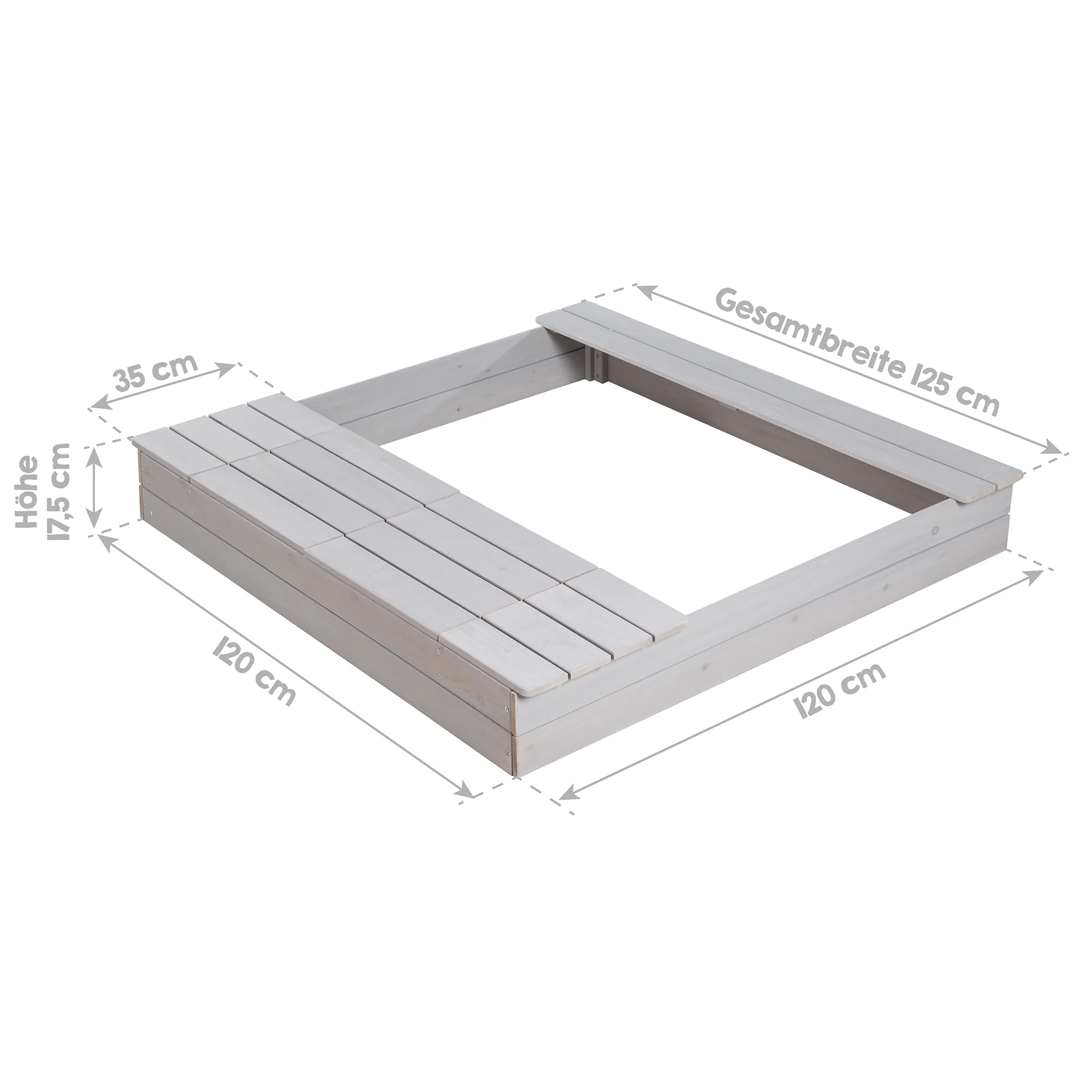 Sandkasten 'Outdoor +' mit 2 Spielwannen, Holzsandkasten aus wetterfestem Massivholz, grau lasiert - Image 5