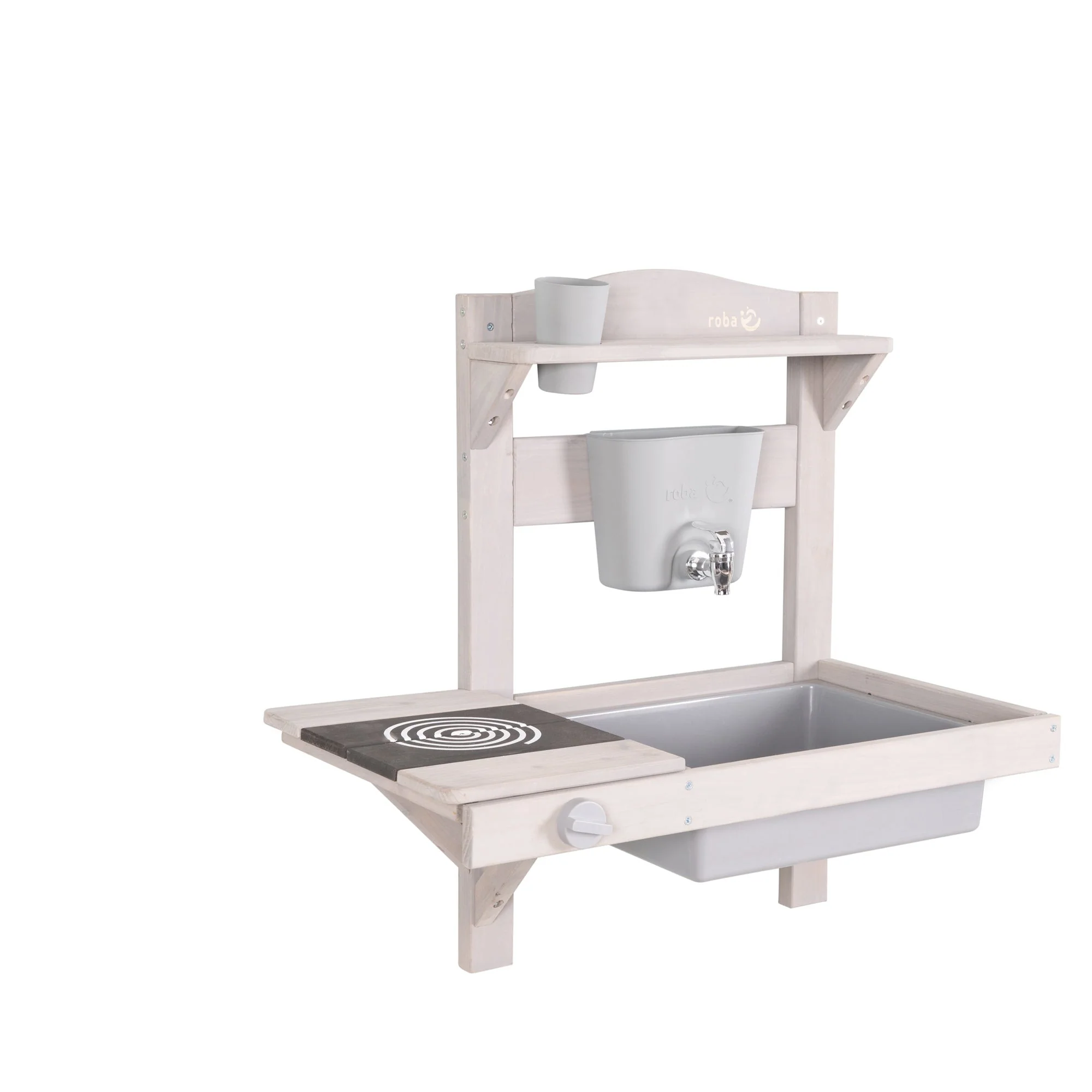 Matschküche zum Hängen inkl. Zubehör - FSC-zertifiziertes Holz - Grau lasiert - Image 4