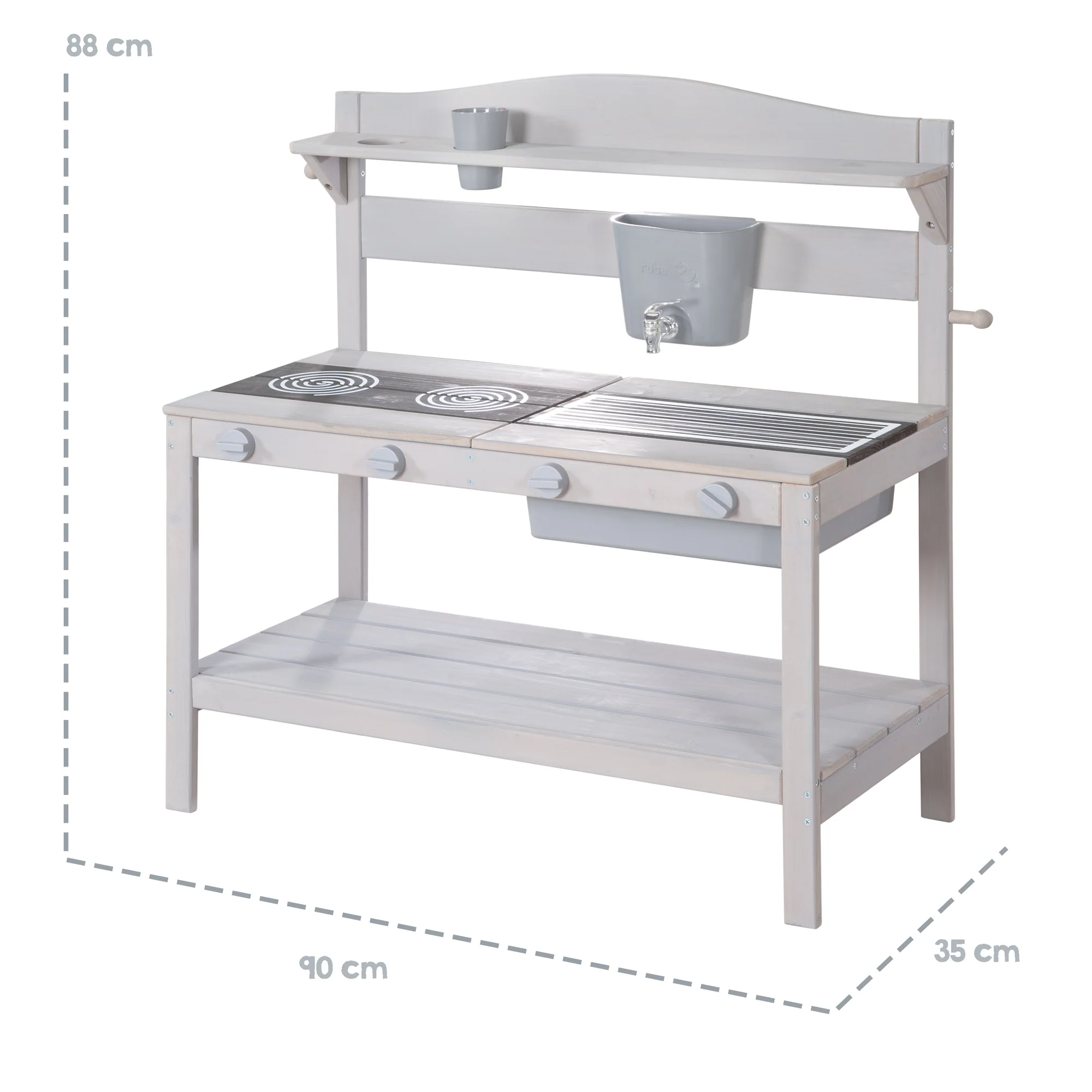 Outdoor-Matschküche inkl. Zubehör - FSC zertifiziertes Holz - Grau lasiert - Image 5