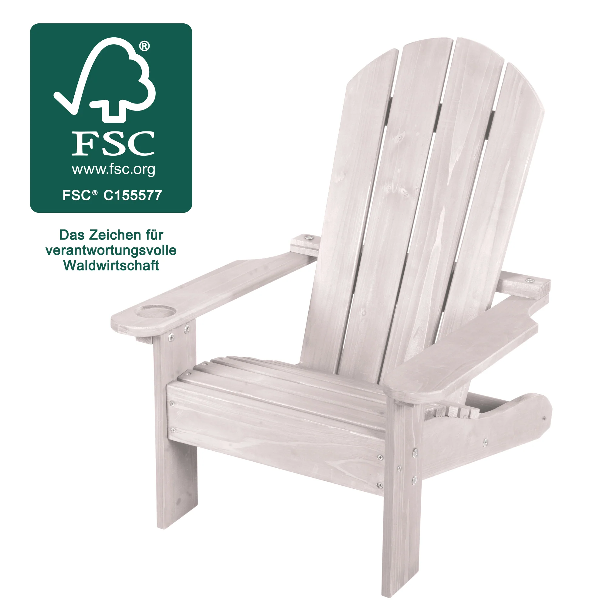 Outdoor-Kinderstuhl "Deck Chair" - Liegestuhl aus FSC-zertifiziertem Holz - Grau lasiert - Image 8
