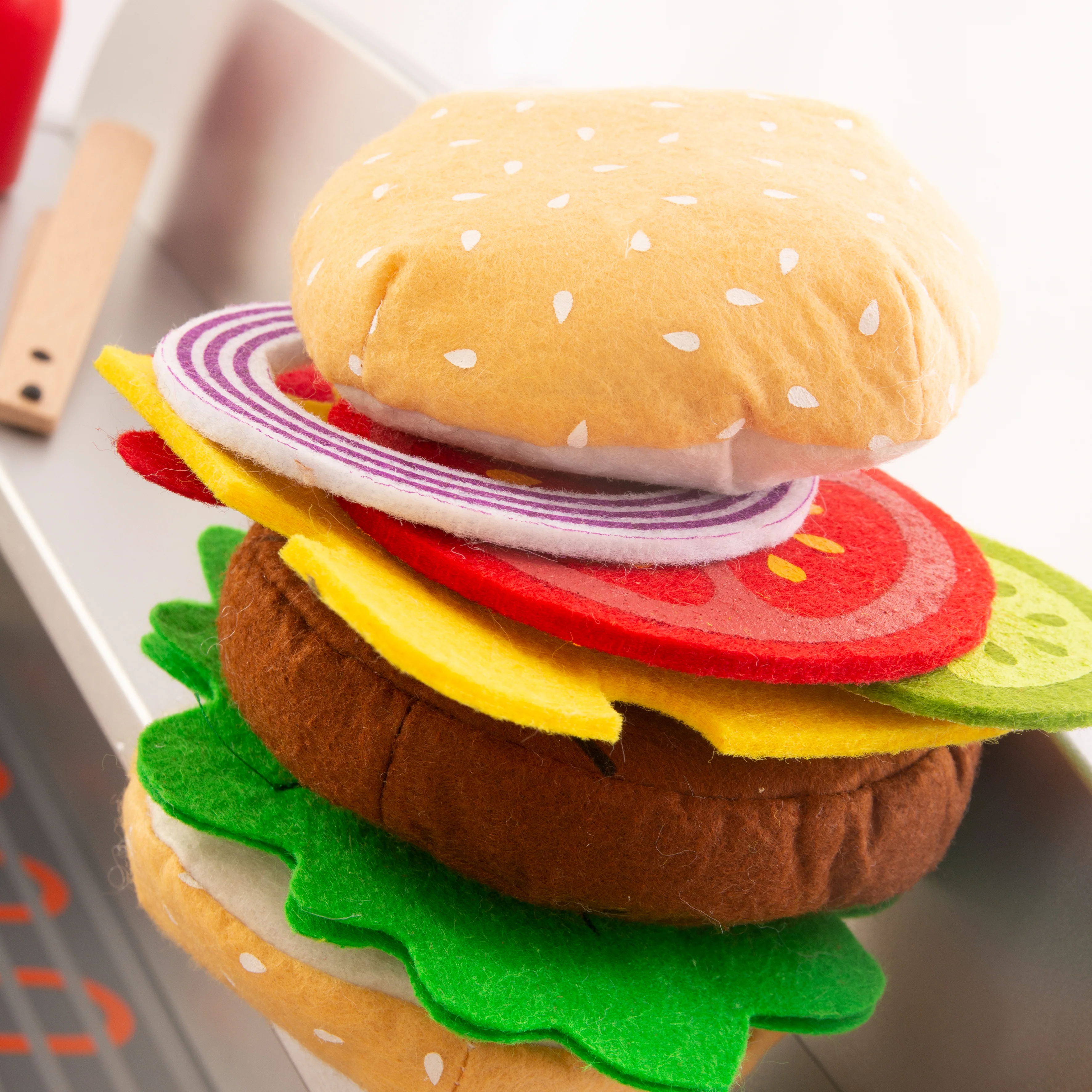 BBQ-Grill aus Holz, mit 14-teiligem Stoffzubehör, Spielzeug Barbecue Grill, ab 3 Jahren - Image 14