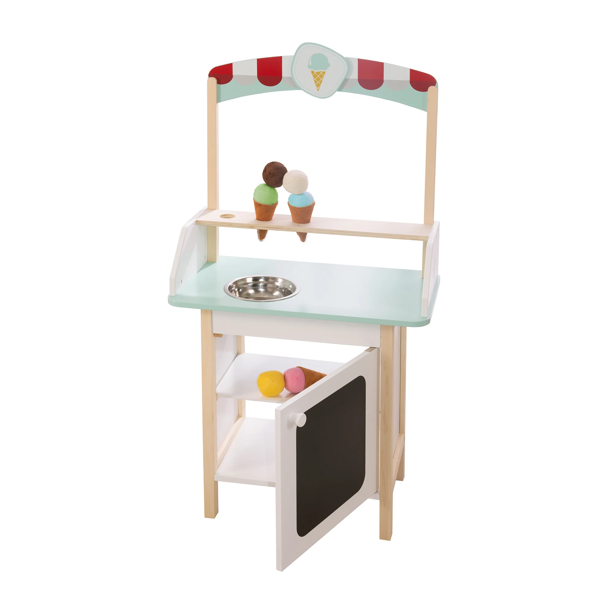 Eisstand aus Holz, mit Zubehör, 3 Stoffeiswaffeln, 6 Eiskugeln aus Plüsch, ab 3 Jahren - Image 3