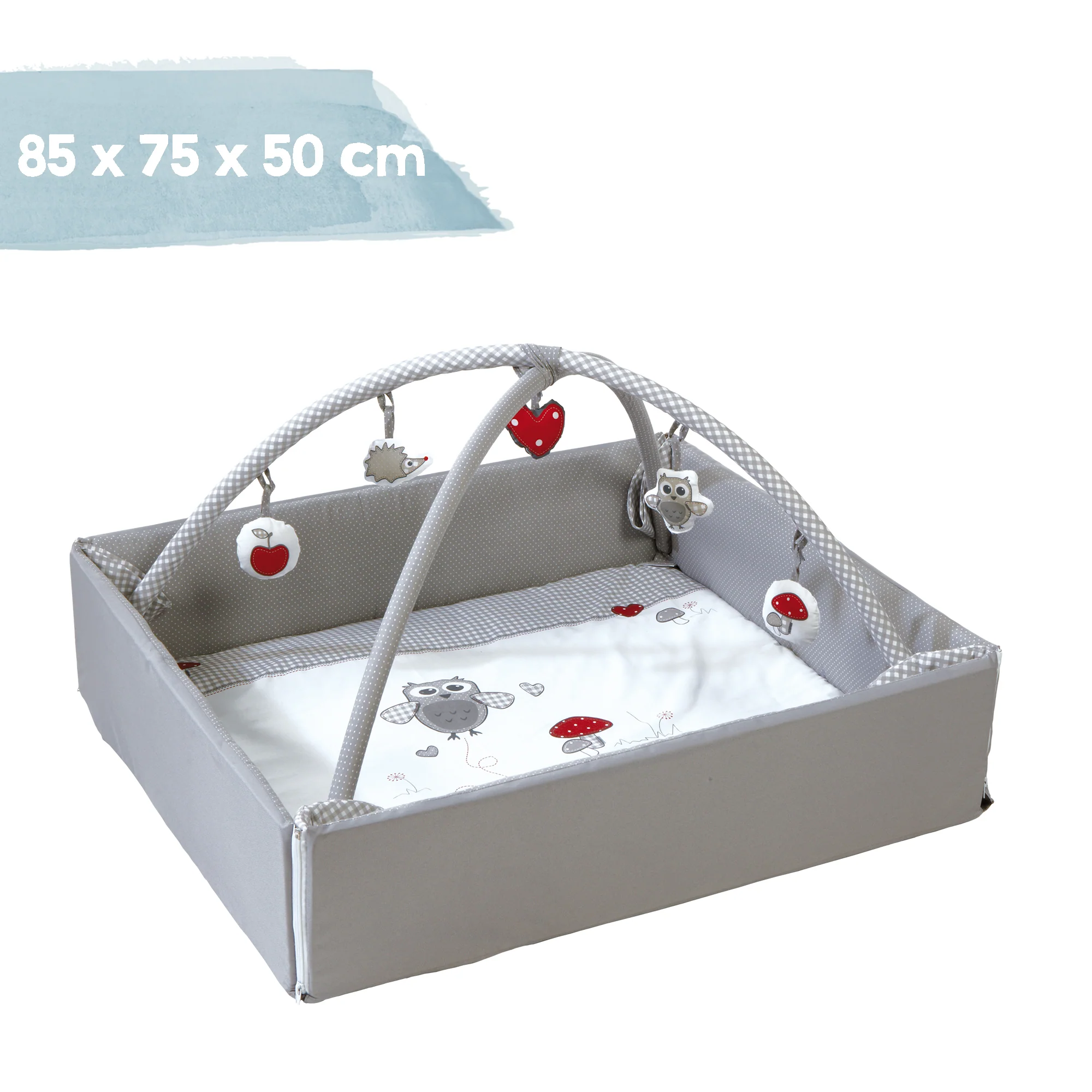 Babynest 'Adam & Eule', 4in1, Wickelauflage, Spieldecke, Activity Center & Laufgittereinlage - Image 6