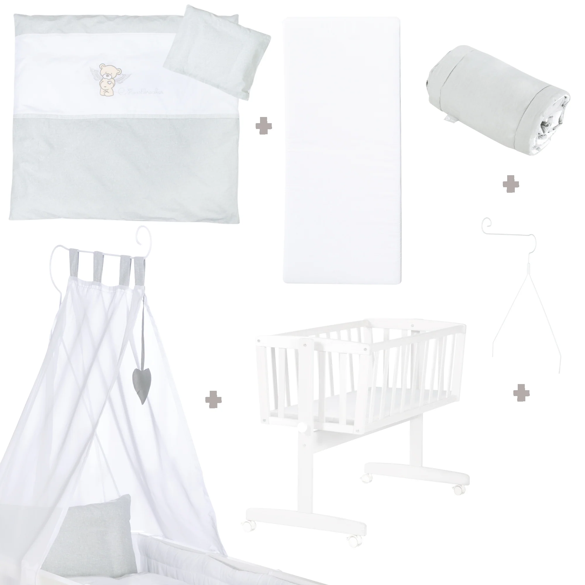Komplettwiegenset 'Heartbreaker', 40 x 90 cm, weiß, Stubenwagen mit Feststellfunktion, inkl. Ausstattung - Image 3
