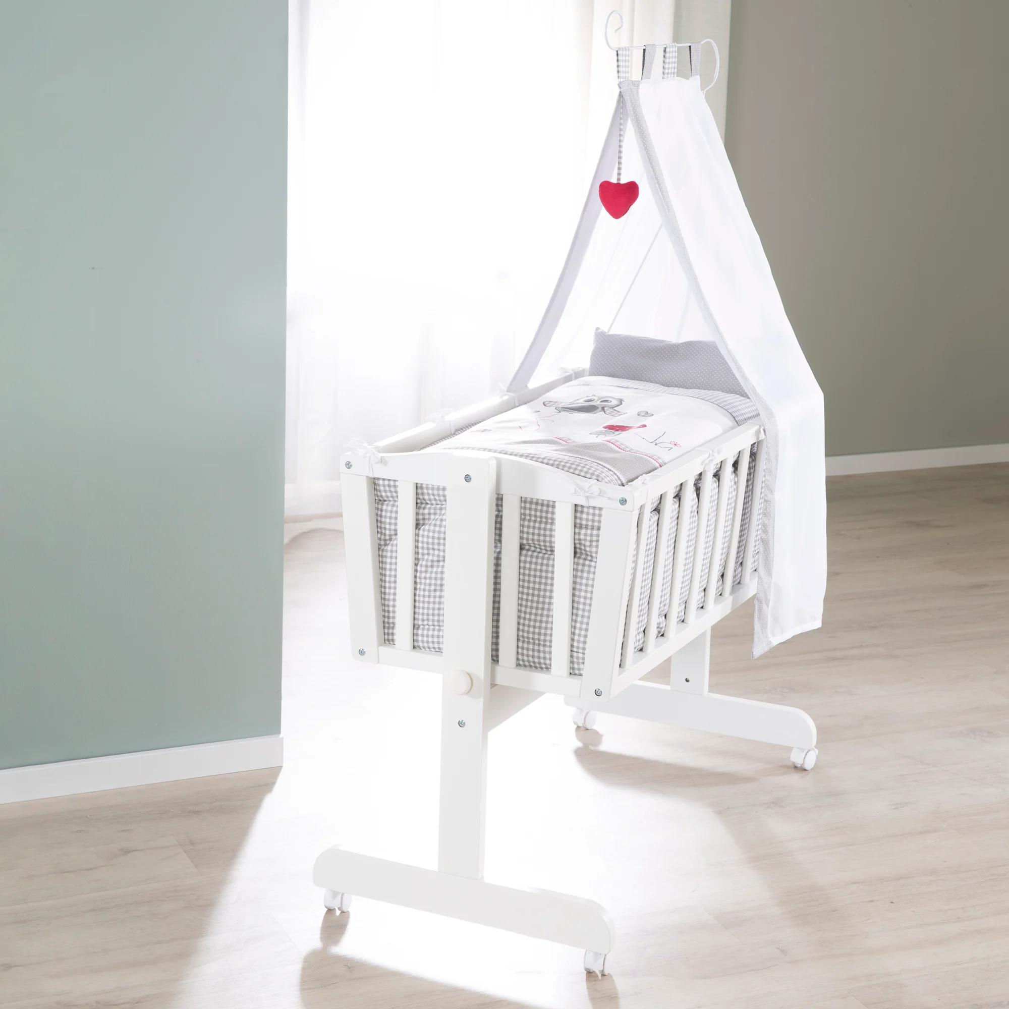 Komplettwiegenset 'Adam & Eule', 40 x 90 cm, weiß, mit Feststellfunktion, inkl. Ausstattung - Image 6