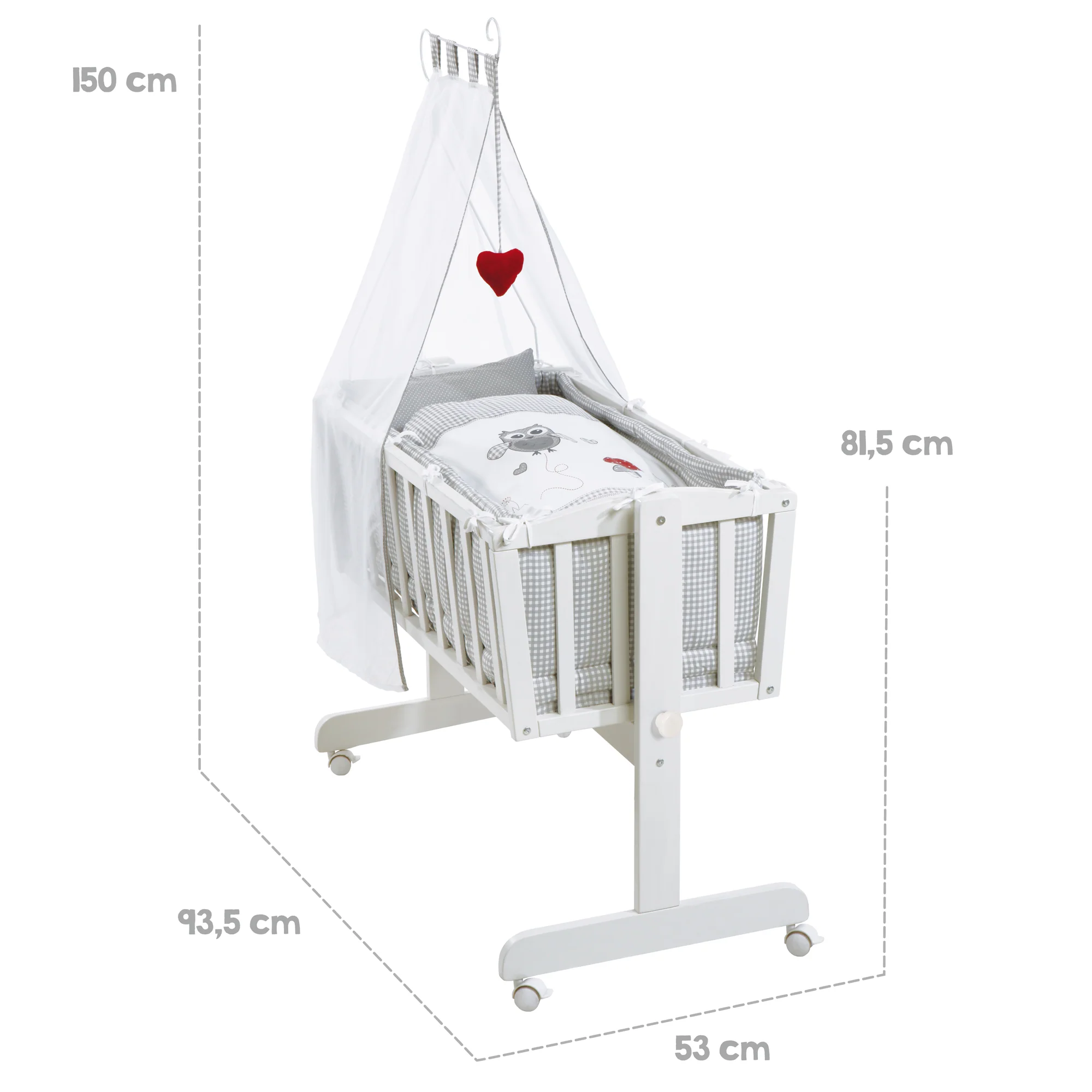 Komplettwiegenset 'Adam & Eule', 40 x 90 cm, weiß, mit Feststellfunktion, inkl. Ausstattung - Image 9