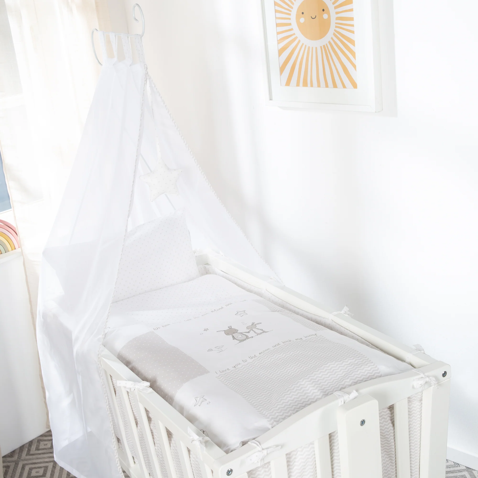 Komplettwiegenset 'Fox & Bunny', 40 x 90 cm, weiß, mit Feststellfunktion, inkl.  Ausstattung - Image 4