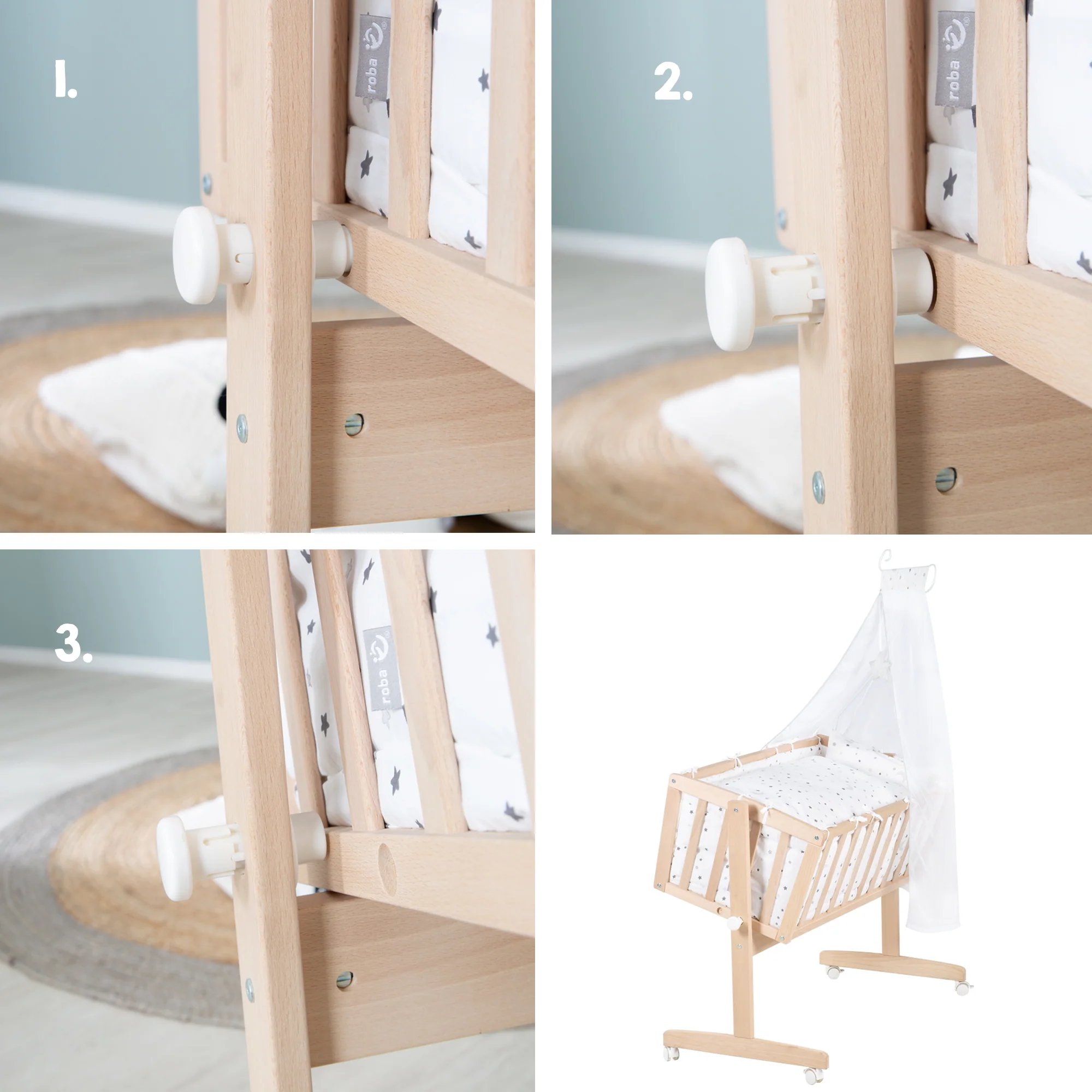 Komplettwiegenset 'Sternenzauber grau' 40x90 - Bio-Buche natur - Inkl. Ausstattung - Image 10