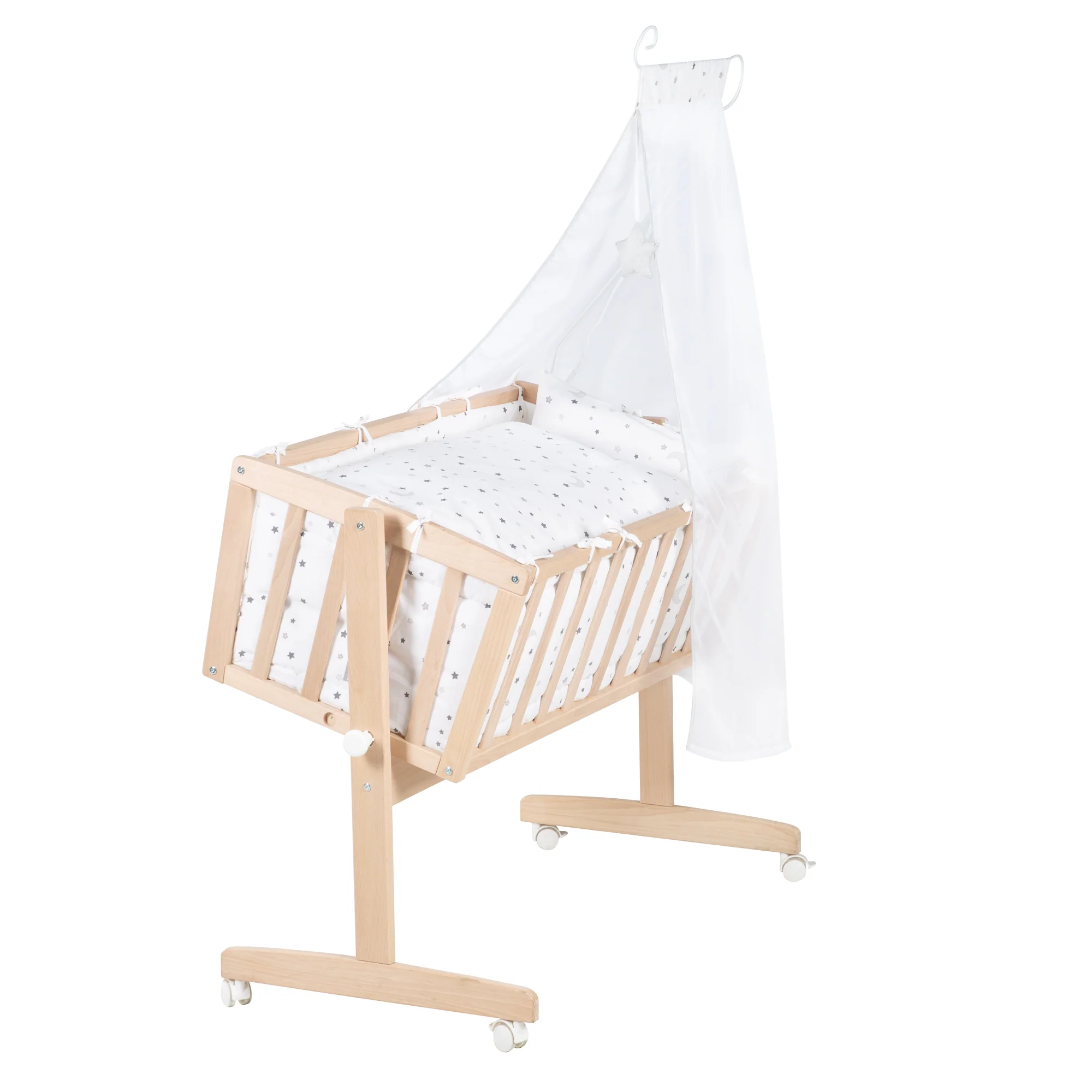 Komplettwiegenset 'Sternenzauber grau' 40x90 - Bio-Buche natur - Inkl. Ausstattung - Image 5
