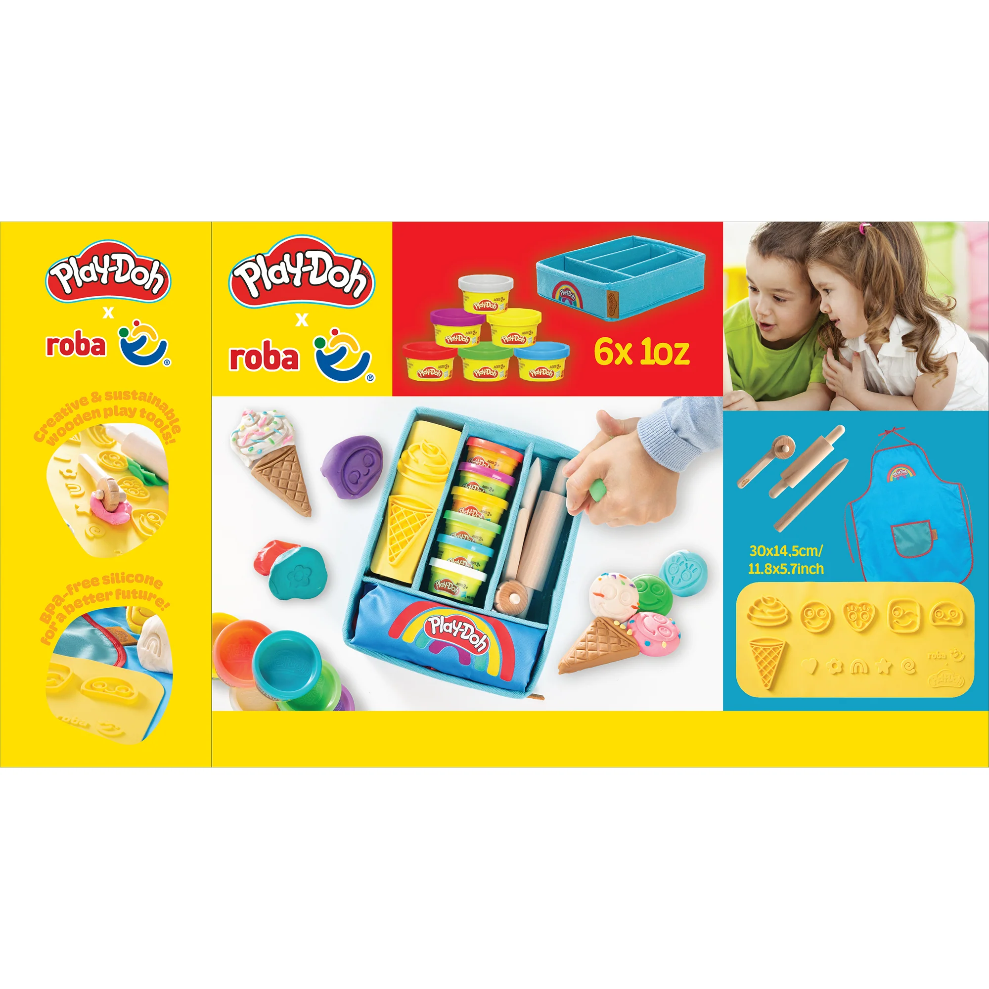 roba x Play-Doh Set mit Kreativmatte, Knetdosen, Box, Schürze & Holzwerkzeugen - Image 13