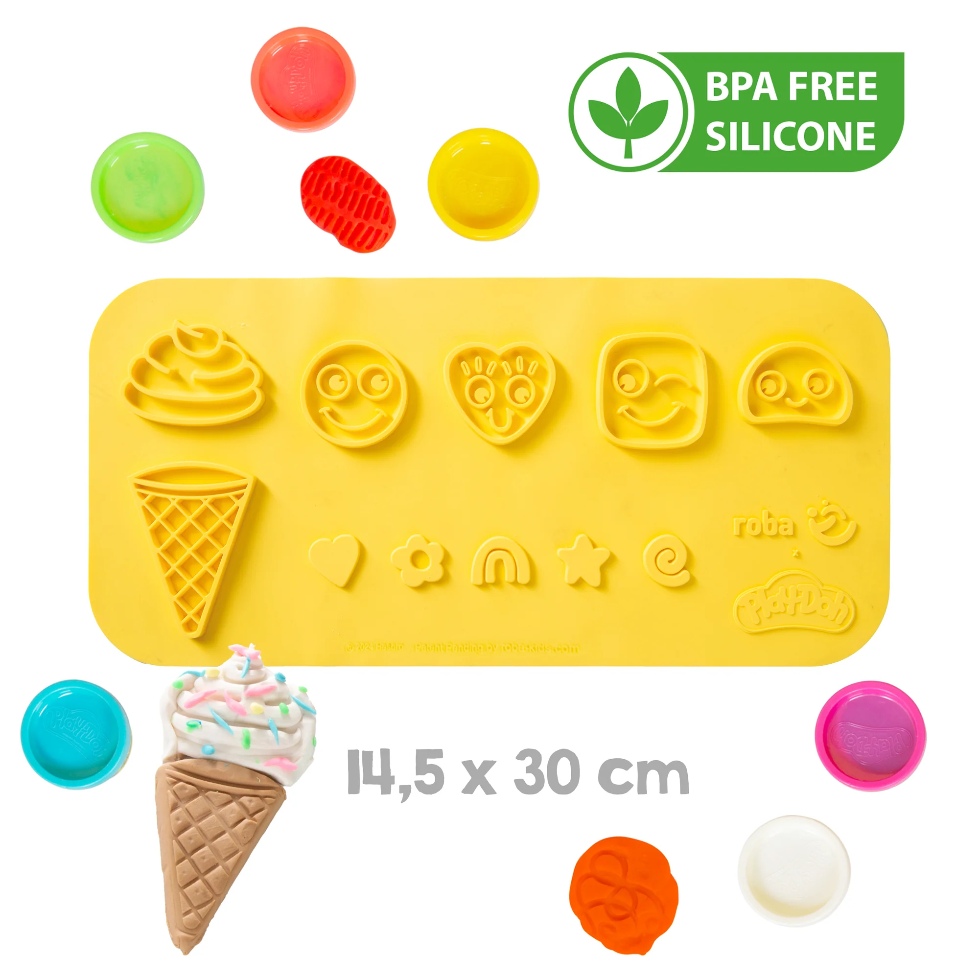 roba x Play-Doh Set mit Kreativmatte, Knetdosen, Box, Schürze & Holzwerkzeugen - Image 3