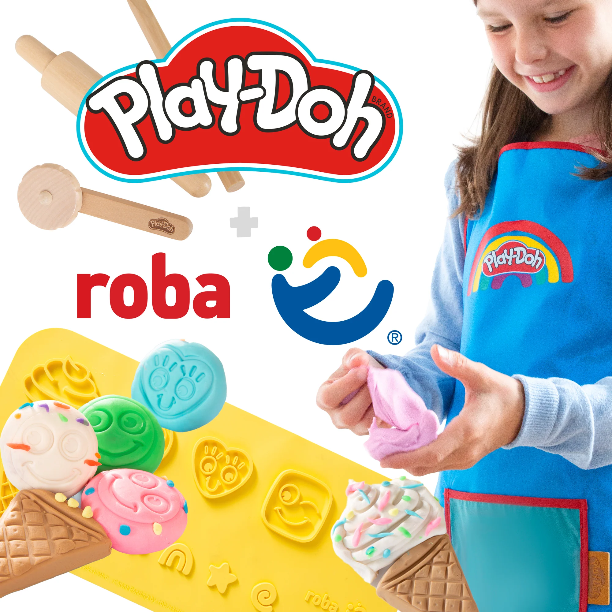 roba x Play-Doh Kompaktes Spielset - Holzwerkzeuge, Knetdosen & Schürze - Image 12