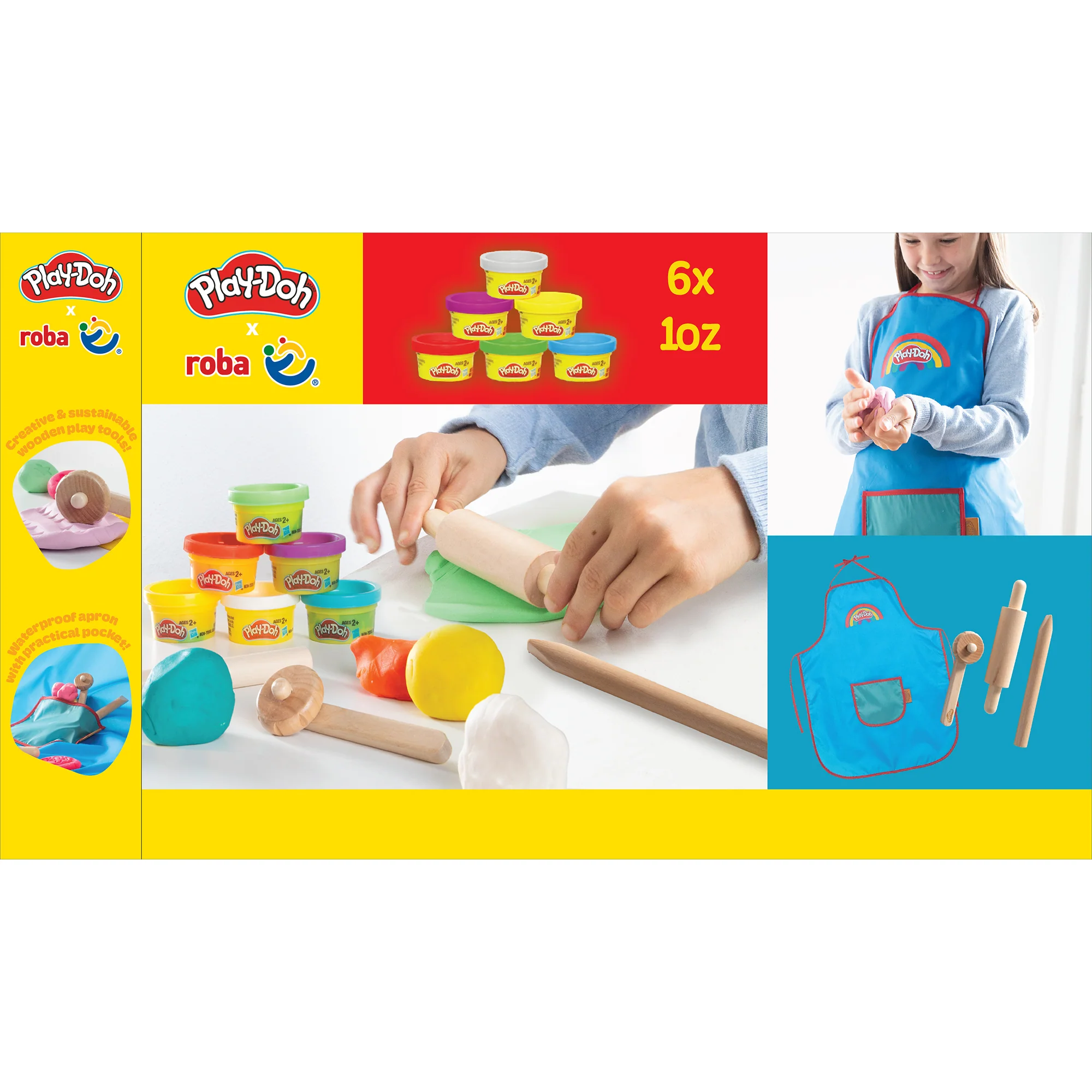 roba x Play-Doh Kompaktes Spielset - Holzwerkzeuge, Knetdosen & Schürze - Image 6