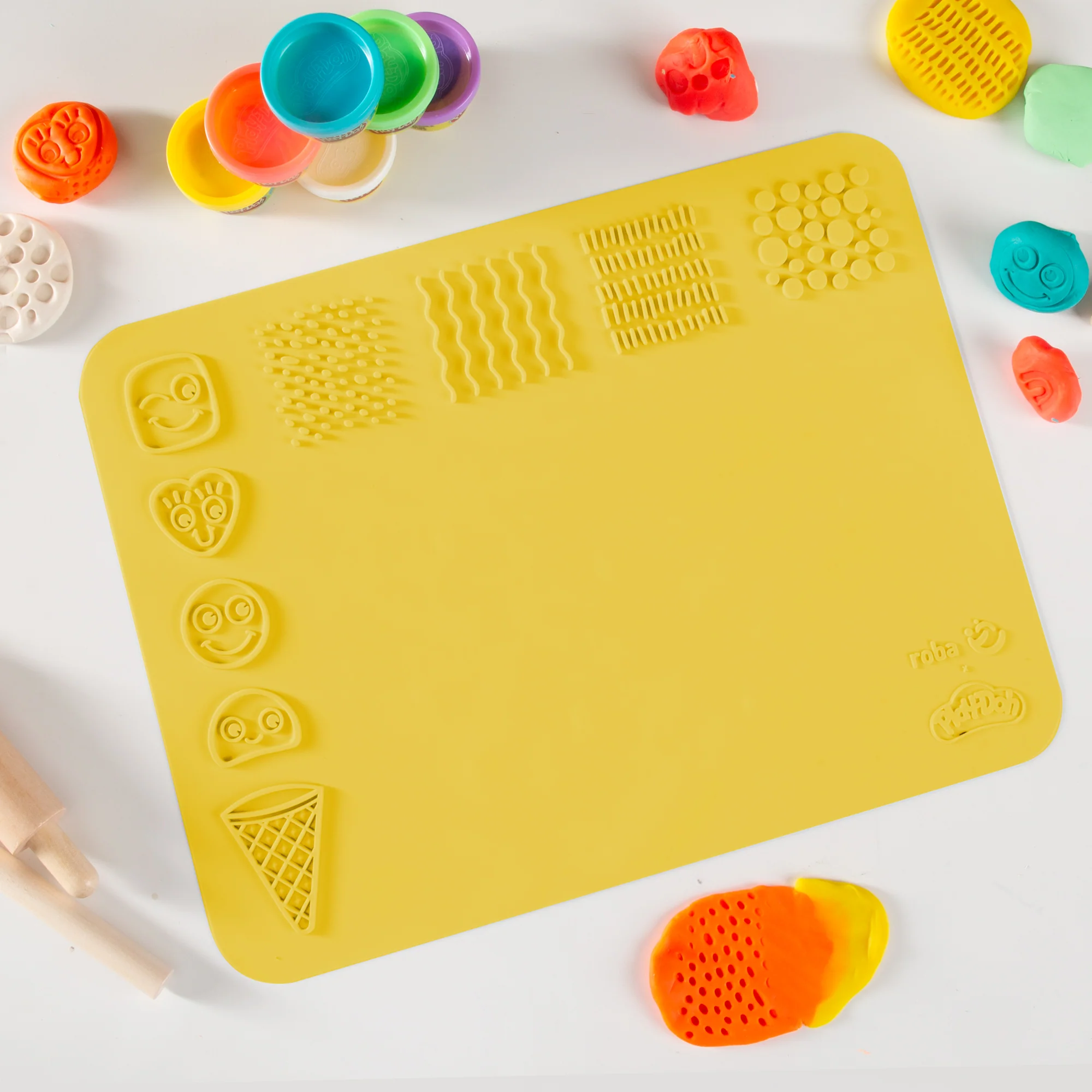 roba x Play-Doh Spielset mit 3D-Kreativmatte, Holzwerkzeugen, Knetdosen - Image 10