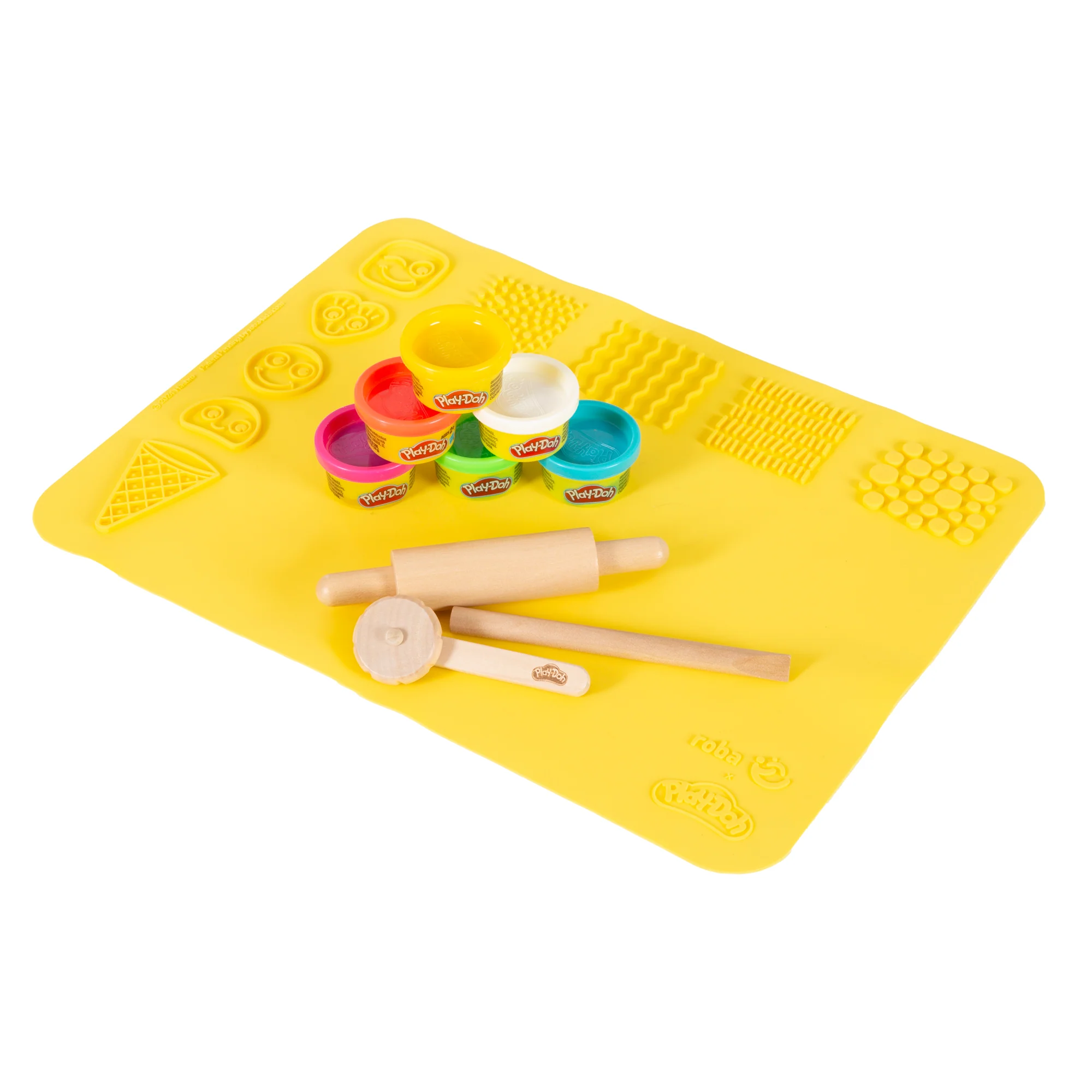 roba x Play-Doh Spielset mit 3D-Kreativmatte, Holzwerkzeugen, Knetdosen - Image 3