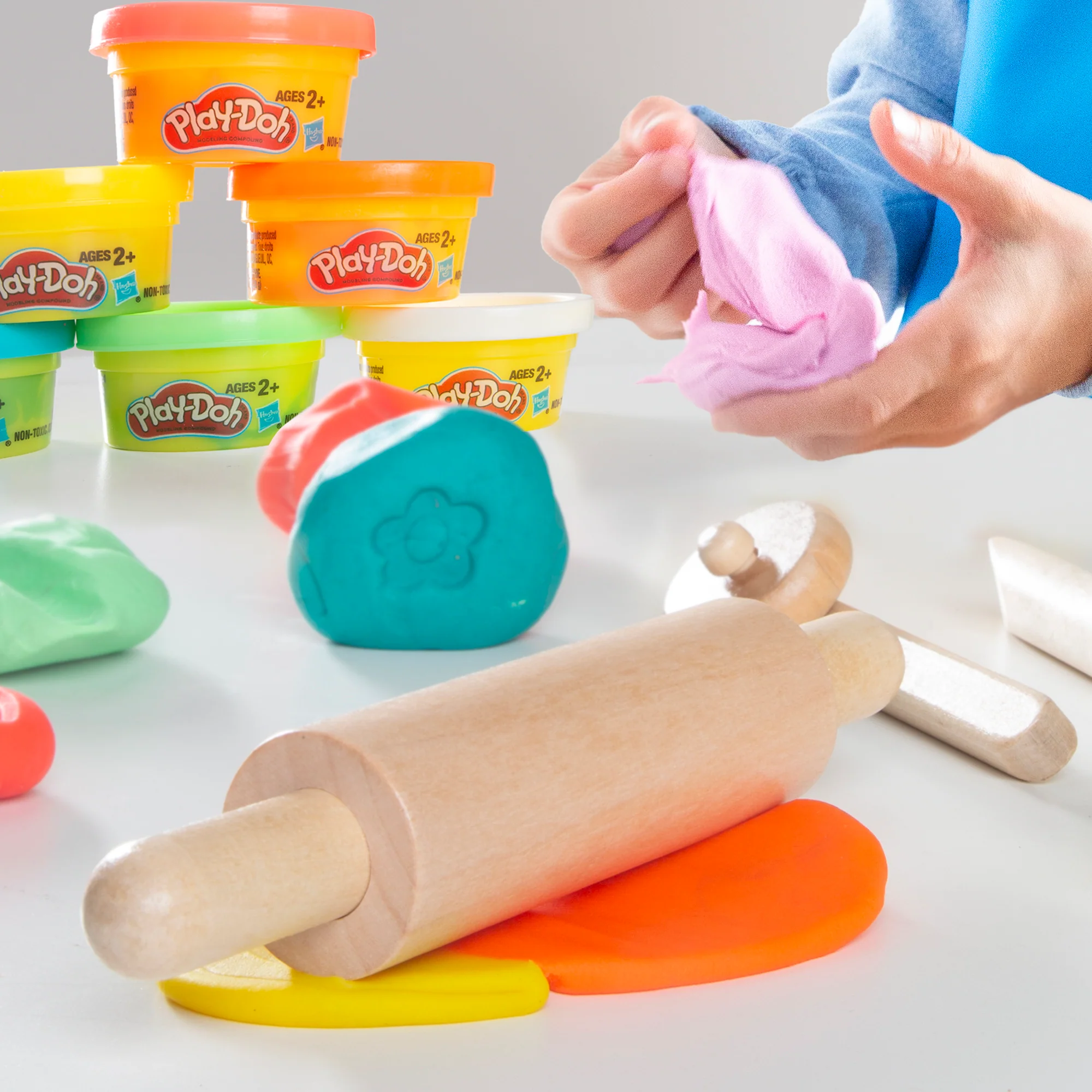 roba x Play-Doh Set - 3D-Kreativmatte mit 12 Knetdosen & Holzwerkzeugen - Image 12